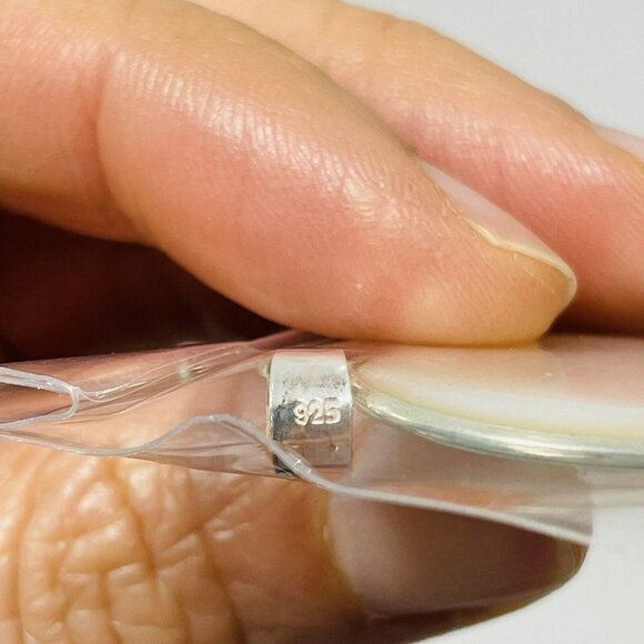 White Pearl Pendant 925 Silver Shell Solid Round Big Statement Nature Hippie Art - Picture 3 of 9